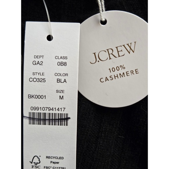 J. Crew Wide Rib Cashmere Cardigan Womens M Black NWT $178 CO325 - Picture 5 of 6